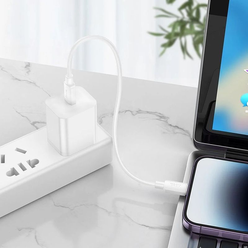 Hoco X96 20W Fast Charge PD USB-C naar Lightning Laadkabel 0.25M Wit