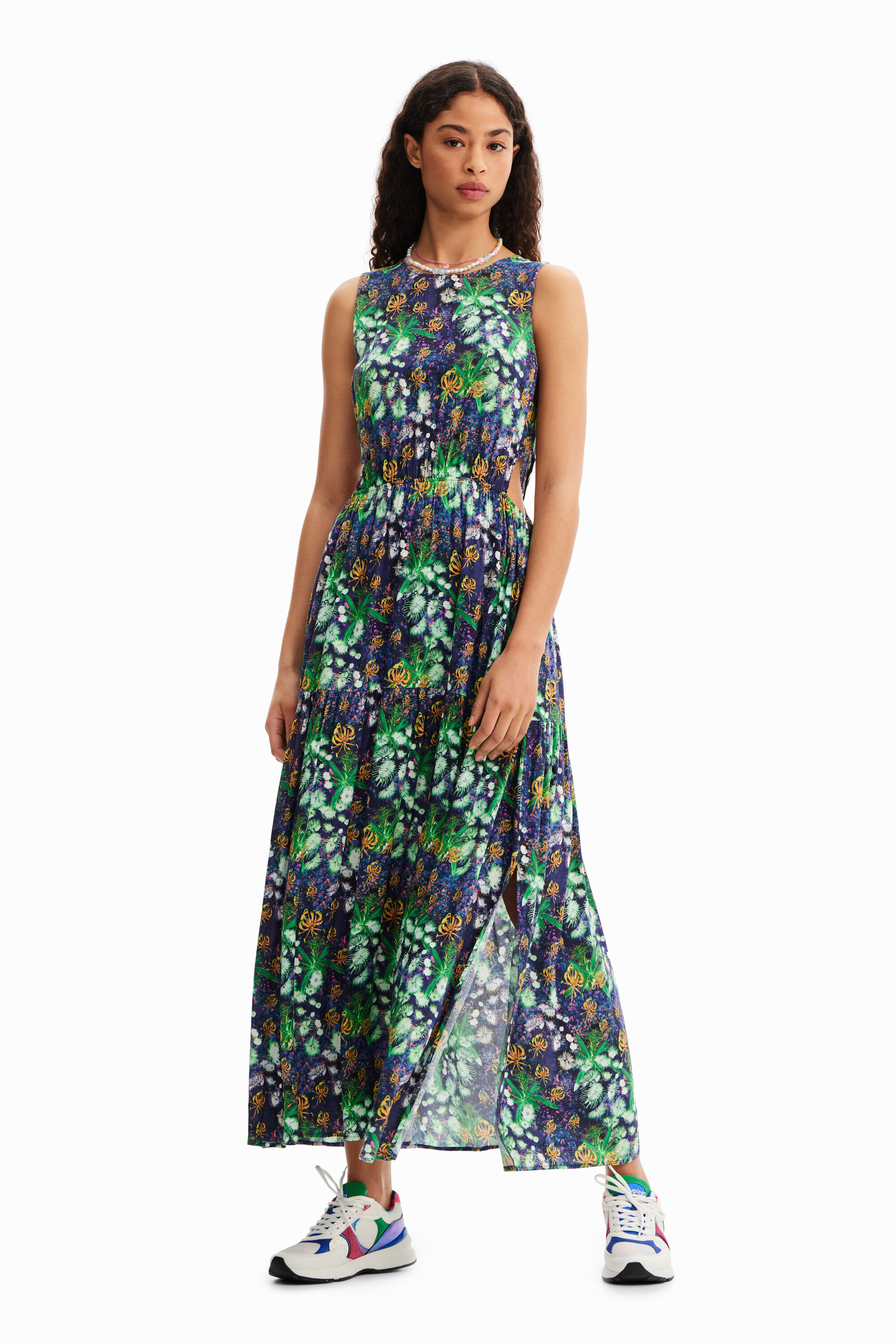 Robe longue découpes nature