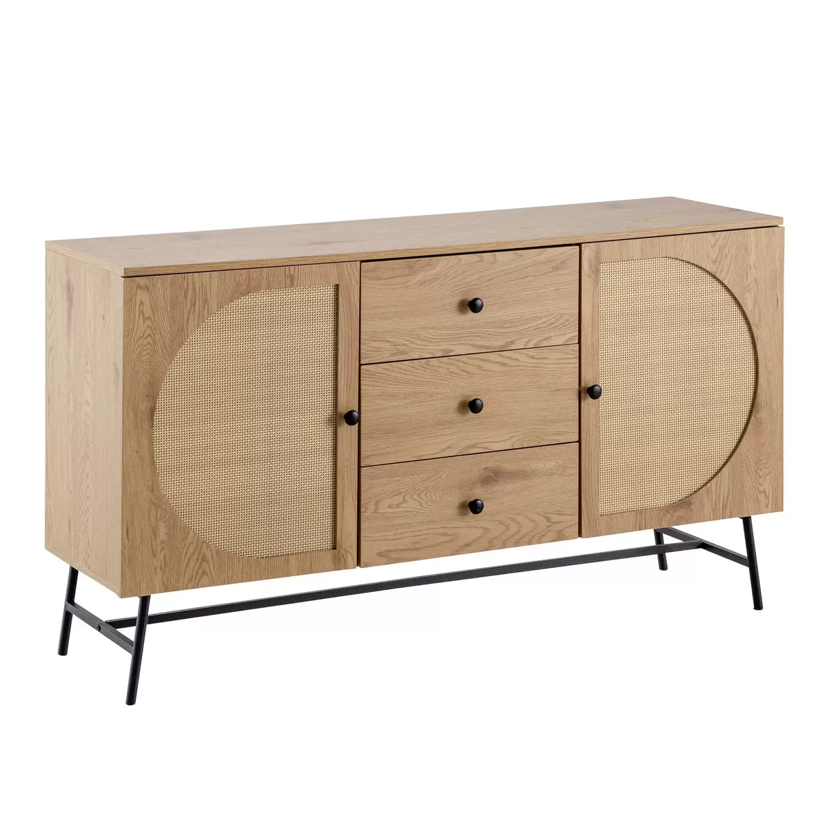 Sideboard Erla braun,Eiche,schwarz