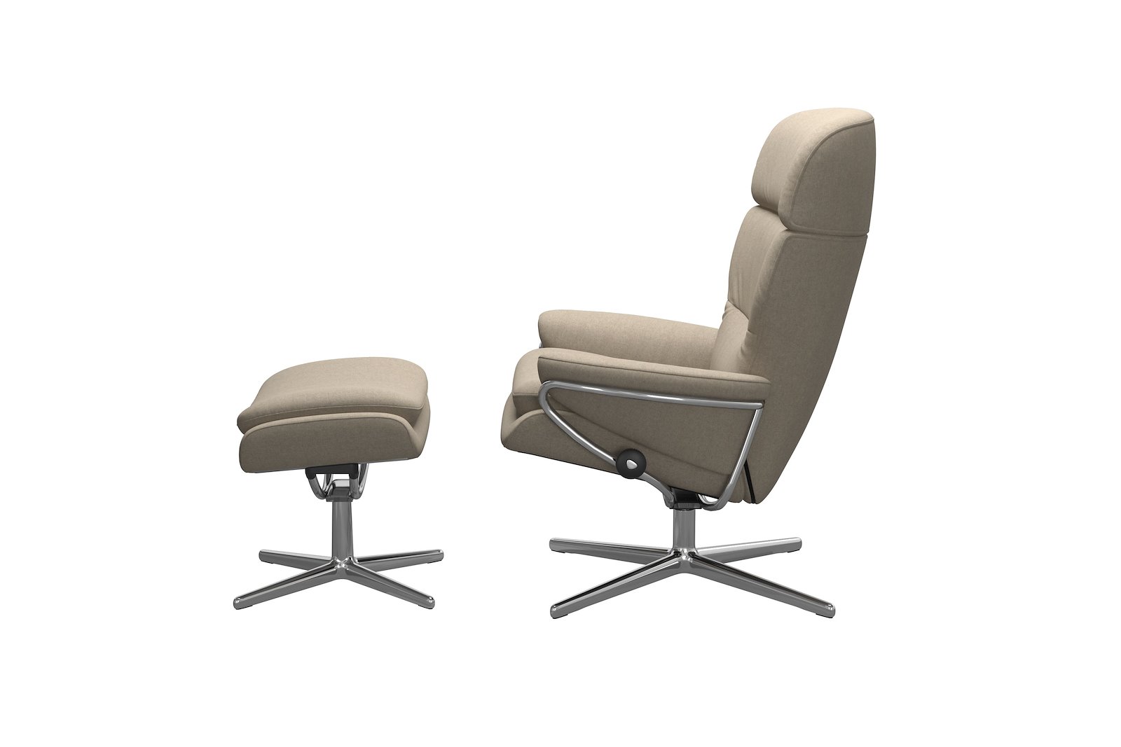 Rome lenestol m/krakk Tekstil Calido Light Beige - Cross - Chrome