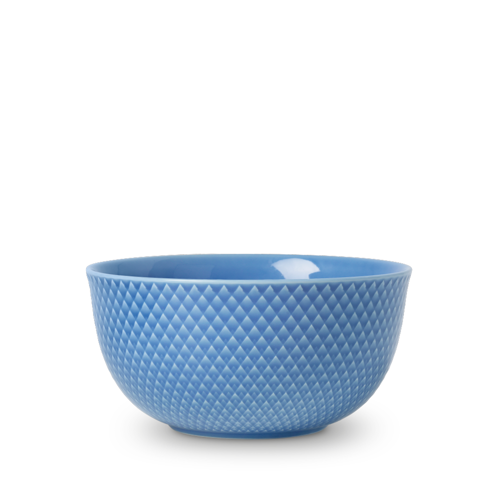 Lyngby Porcelæn  Rhombe Color serveringsskål, blå - Ø: 17,5 cm.