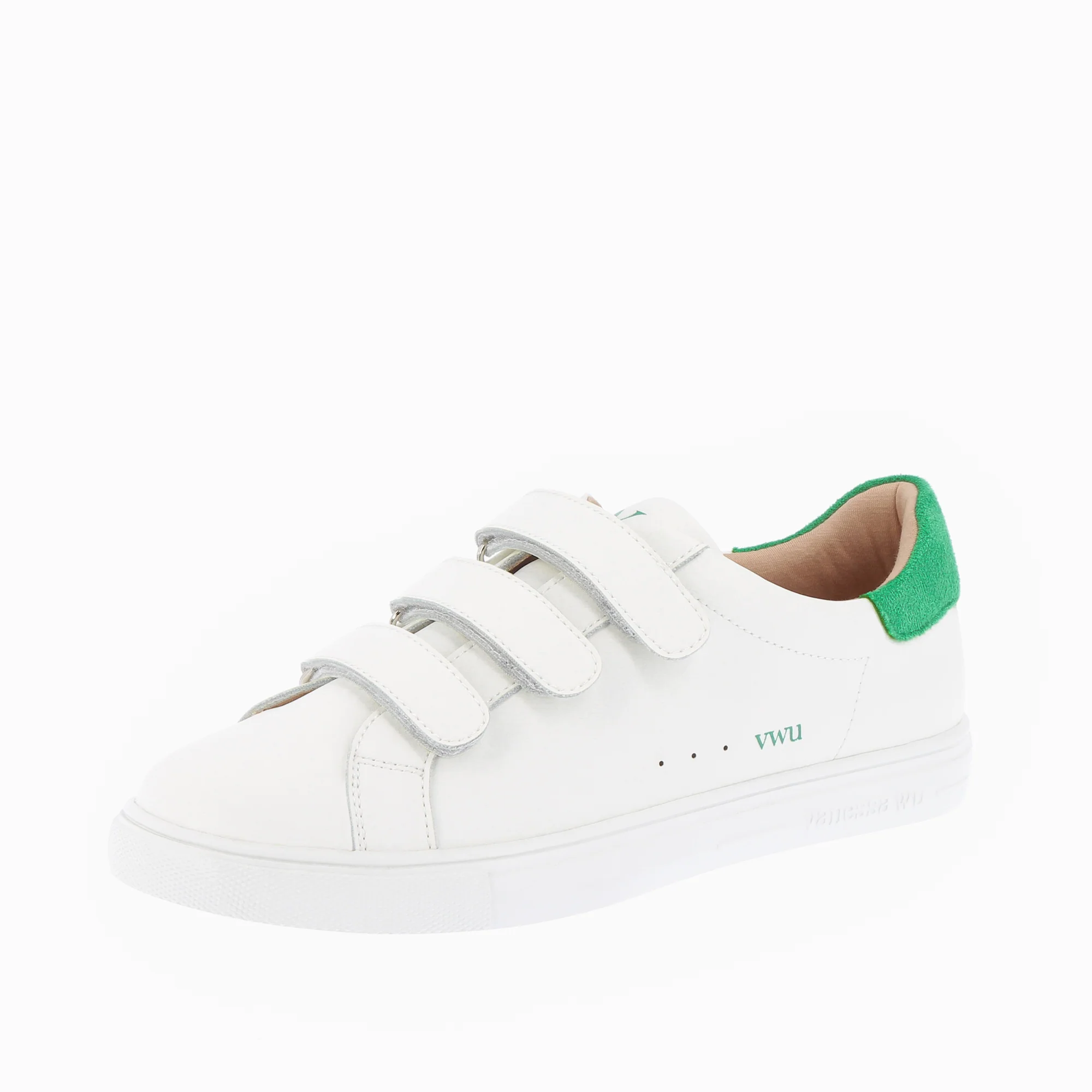 Sneakers-Baskets Nour blanc et vert à scratchs