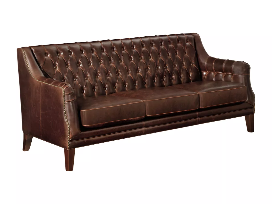Canapé 3 places et un fauteuil en cuir COLBERT - Marron