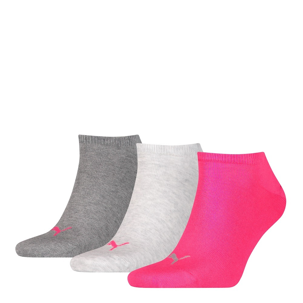 3er Pack PUMA Damen und Herren Socken - grau-hellgrau-pink - 35/38
