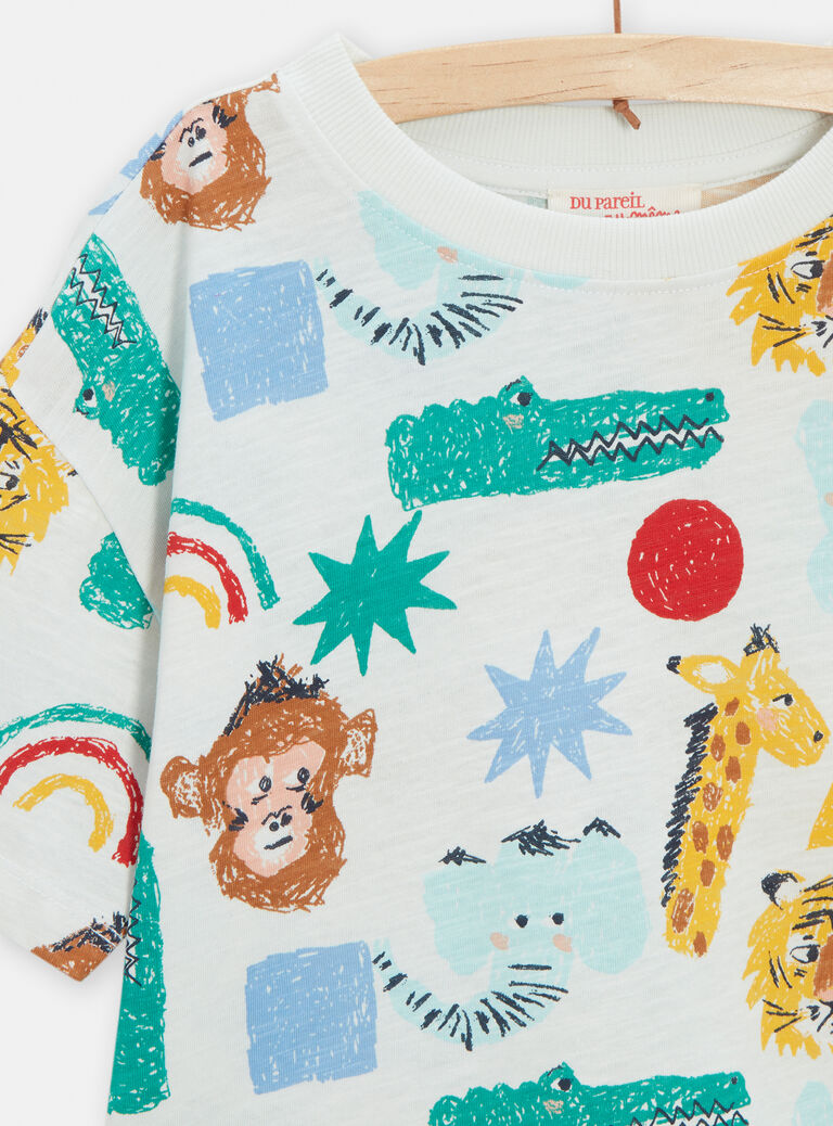 T-shirt écru imprimé animalier pour garçon