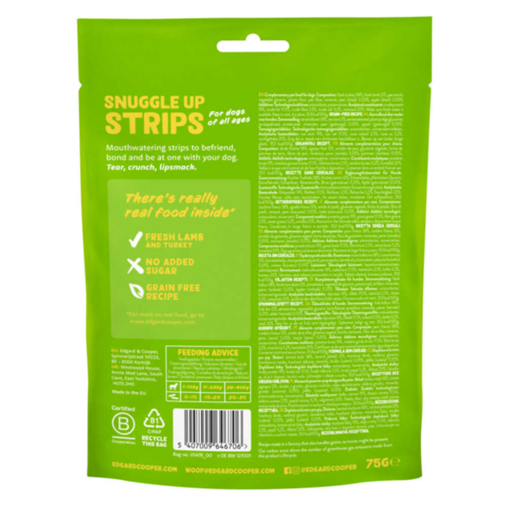 Edgard & Cooper Adult Strips Lam & Kalkoen75 gr