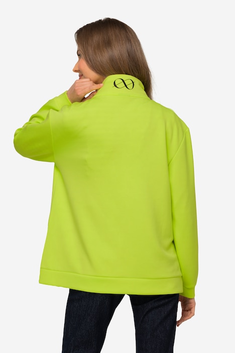 Sweatshirt, Troyerkragen, Langarm, Seitenschlitze
