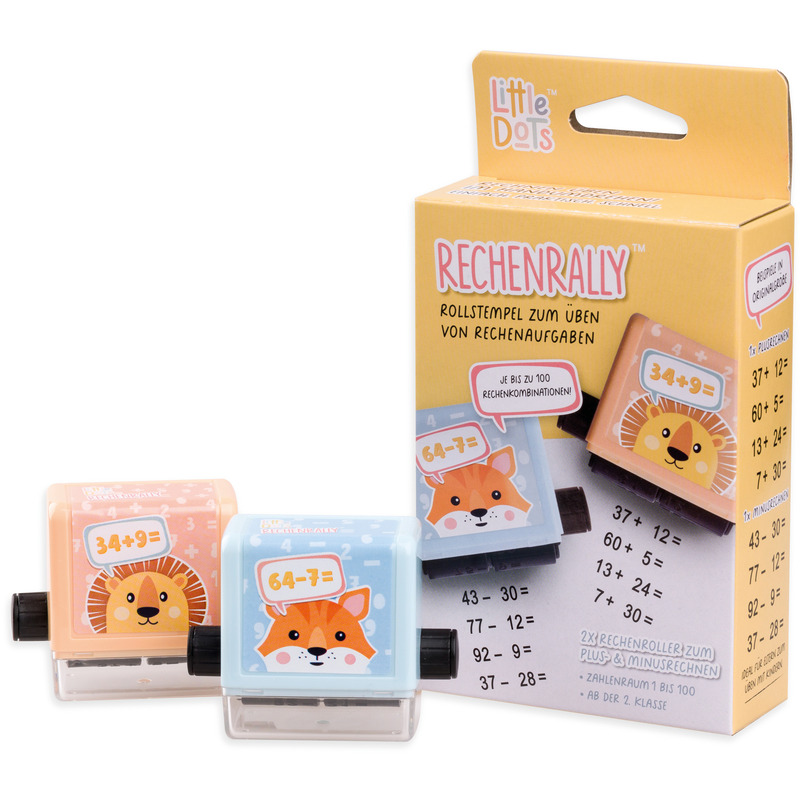 Little Dots Rechenrally Rollenstempel-Set Minus & Plus Rechnen, 2 Stück, schwarz