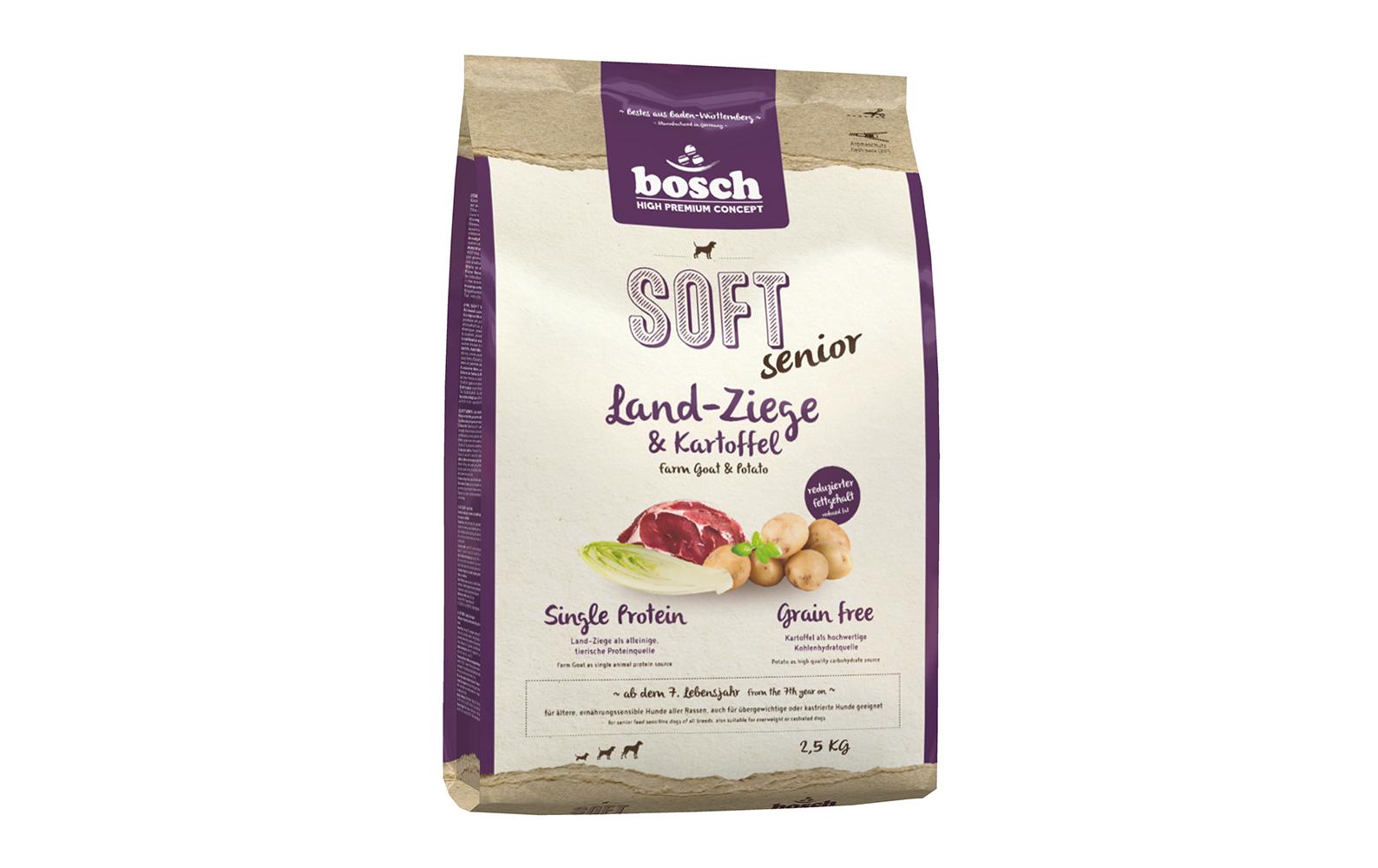 Halbfeuchtfutter Soft Senior, Ziege & Kartoffel, 2.5 kgAlleinfuttermittel Soft für Hunde Senioren