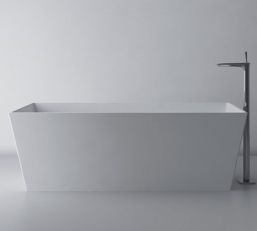Gelco Kvadrie rechthoekig vrijstaand bad wit glans mineraalmarmer 160x65cm