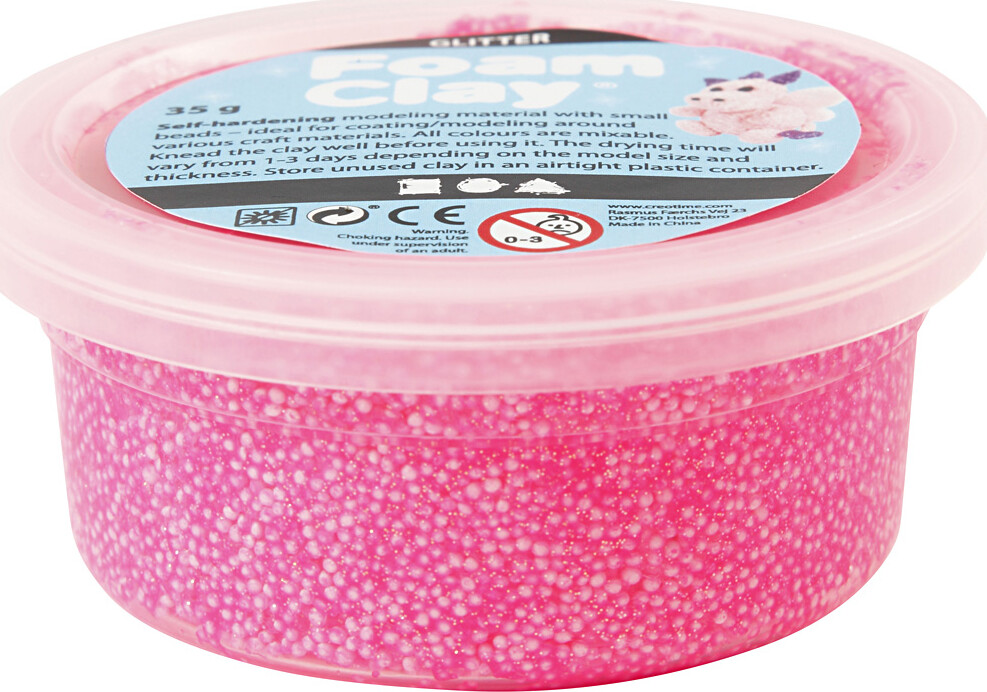 Glitter Foam Clay - Pink - Modellervoks - 35 G