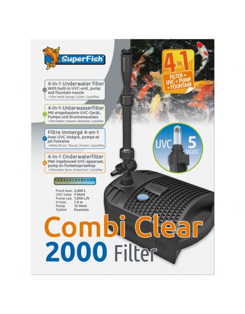 Superfish Combi Clear 2000 Filter 4in1 - Vijverfilter - Grijs 1060 l\/h Uvc 5 Watt