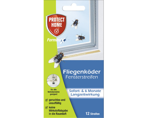 Vliegenlokstof, vliegenvanger, vliegenval, Protect Home raamstrips, 12 stuks.