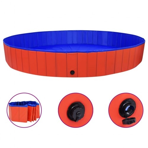 Piscina para cães vermelha e azul