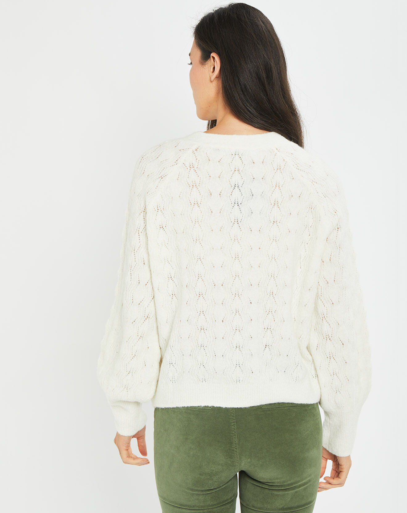 Lauren Vidal Cardigan en Laine & Mohair mélangés Seven ivoire