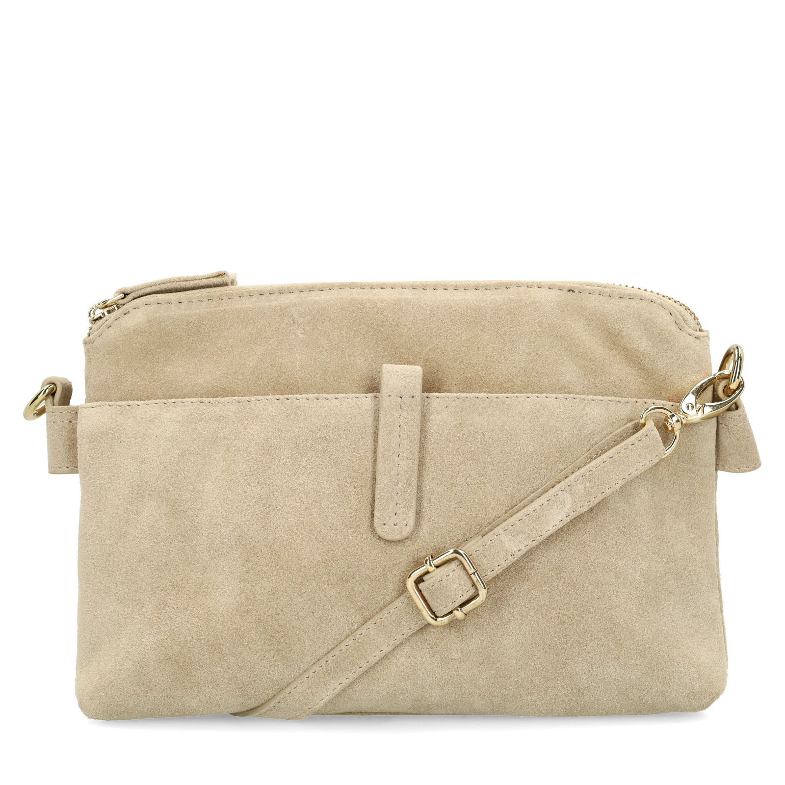 Beige suède schoudertas