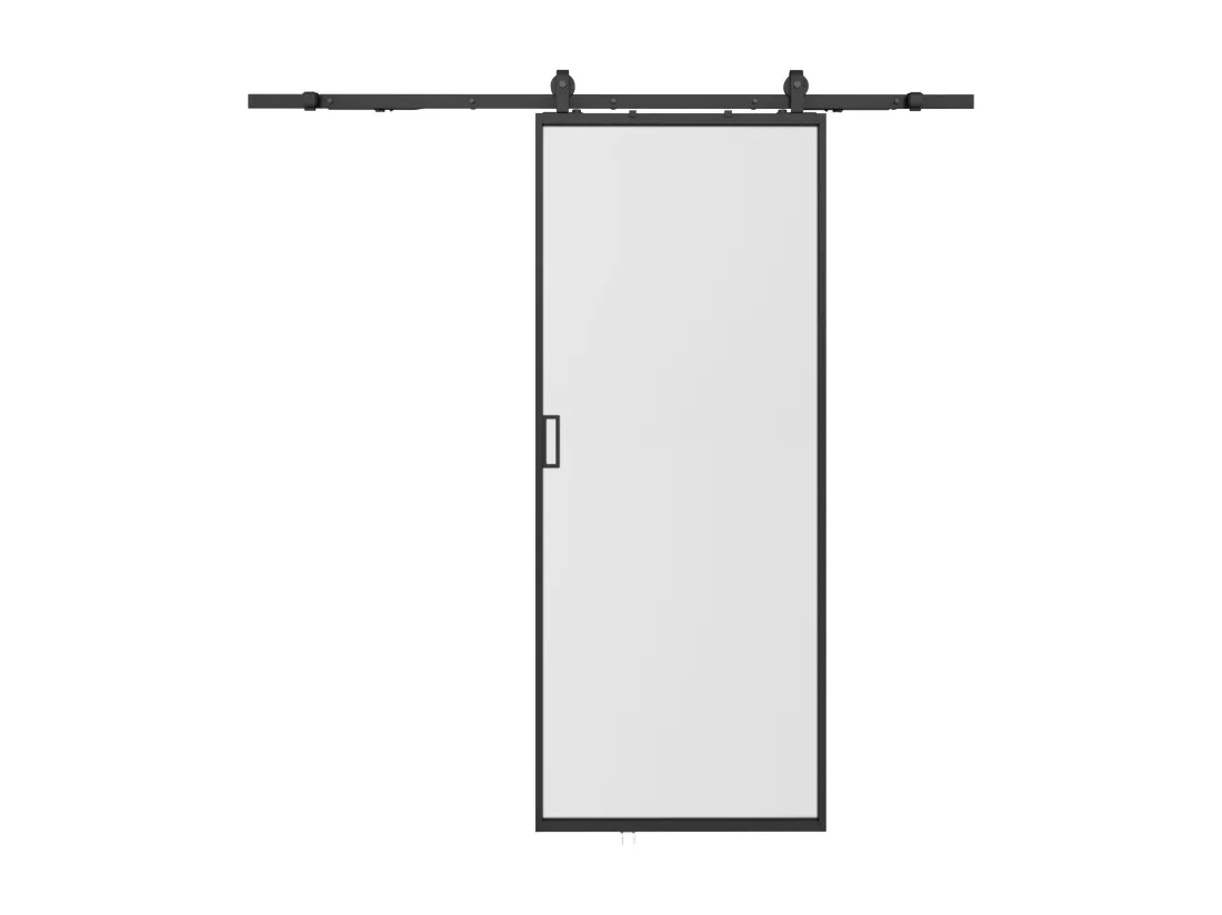 Porte coulissante avec système en applique - aluminium et verre trempé dépoli - H205 x L93 cm - LINCI II
