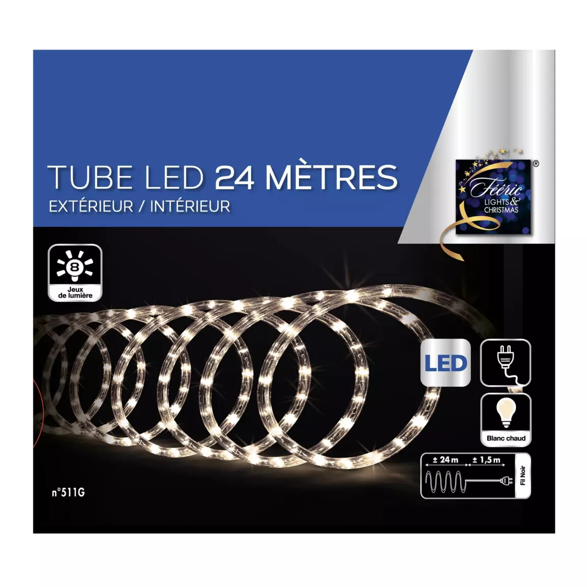 Tube lumineux 432 LED (24 m) Blanc chaud