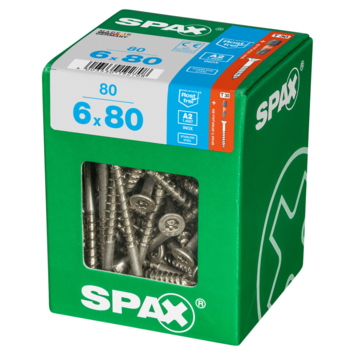 Spax universele schroef verzonken kop 6 x 80 mm rvs a2 80 stuks