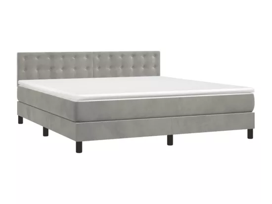 Sommier tapissier matelas et LED Gris clair 180x200 cm Velours