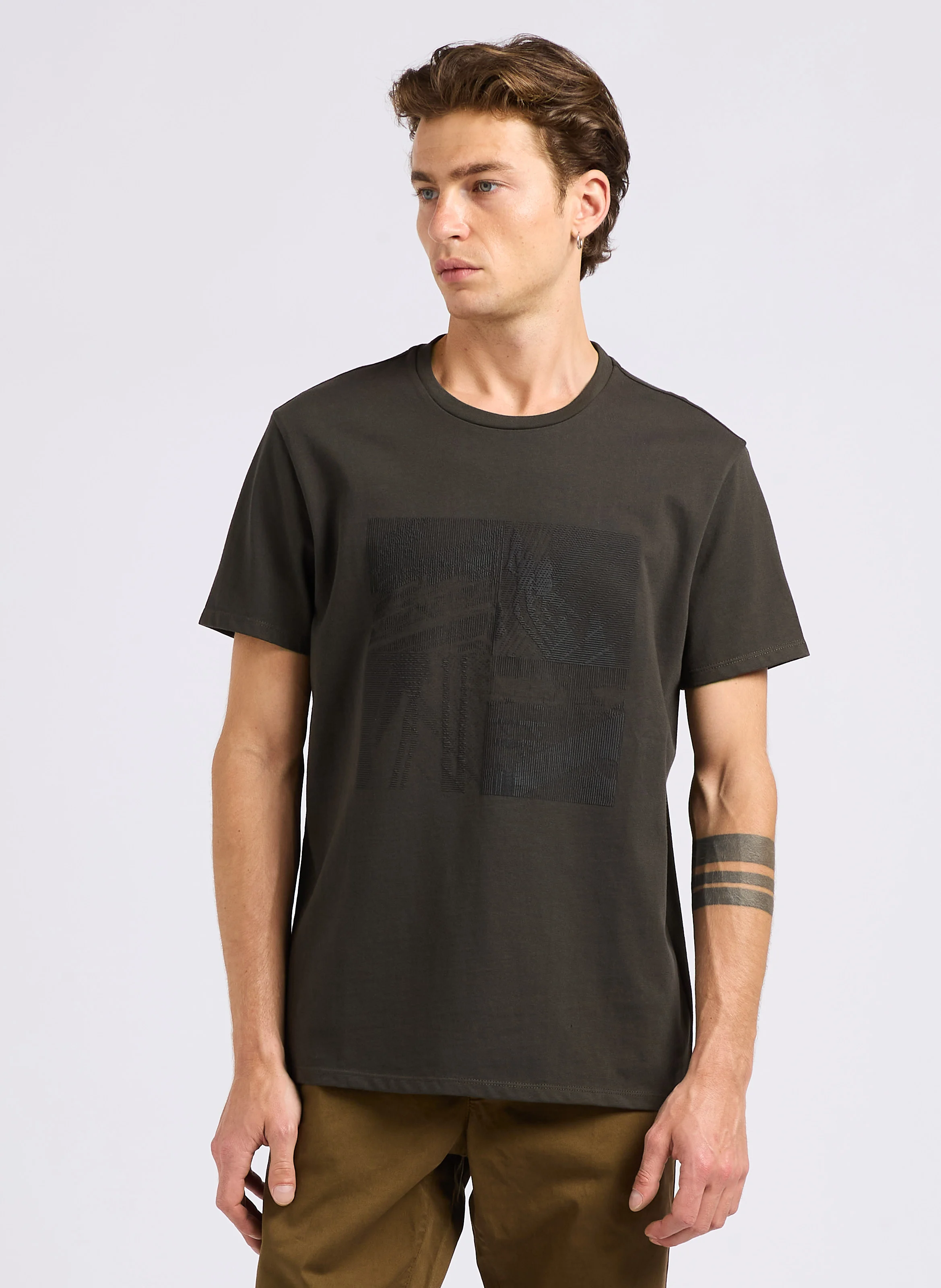 Tee-shirt col rond sérigraphié en coton | Vert