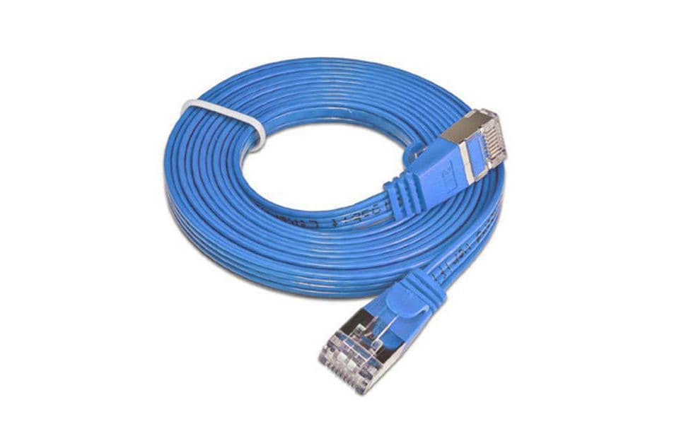 Slimpatchkabel RJ-45 - RJ-45, Cat 6, STP, 3 m, BlauGeschirmtes Twisted-Pair-Kabel (STP) mit Klinkenschutz