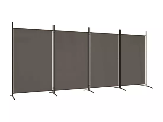 Cloison de séparation 4 panneaux Anthracite 346x180 cm Tissu