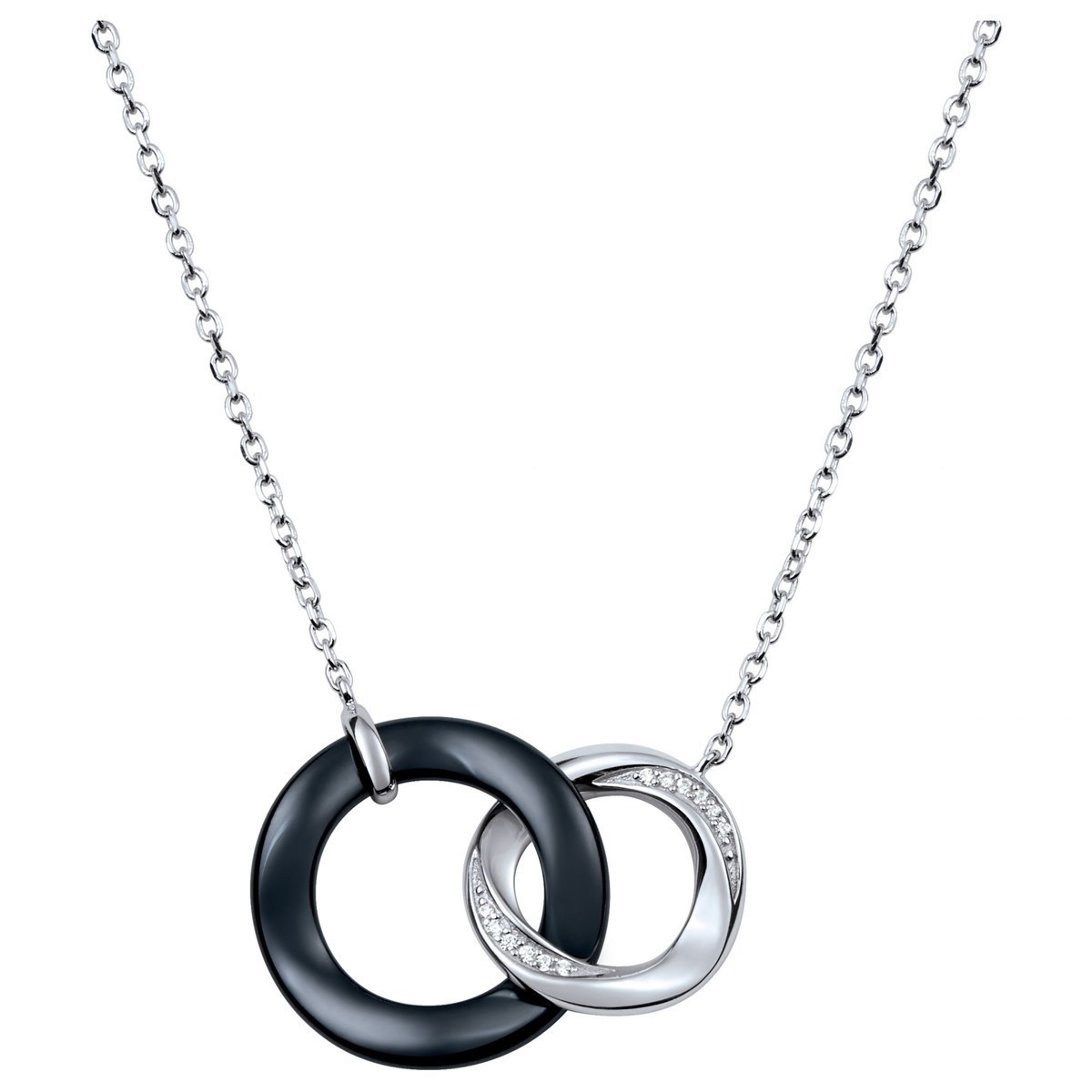 Collier mono-motif en Argent 925 millièmes et céramique - blanc brillant