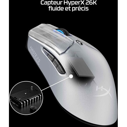 Souris Hyper X gaming sans fil HyperX Pulsefire Haste 2 S Argent