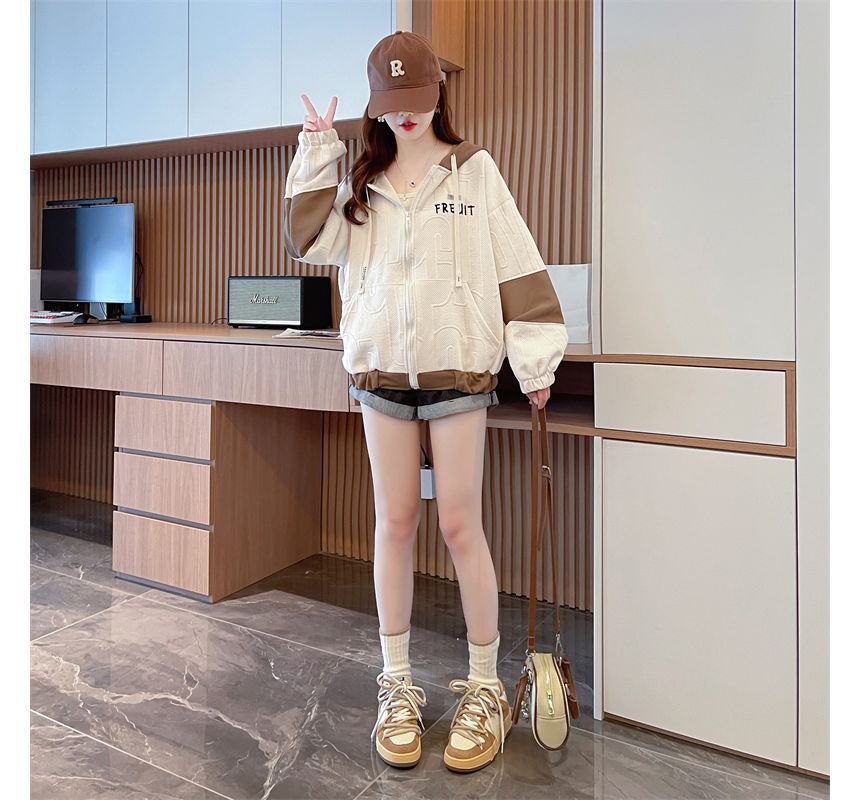 Jewie - Oversized hoodie met geborduurde letters en rits