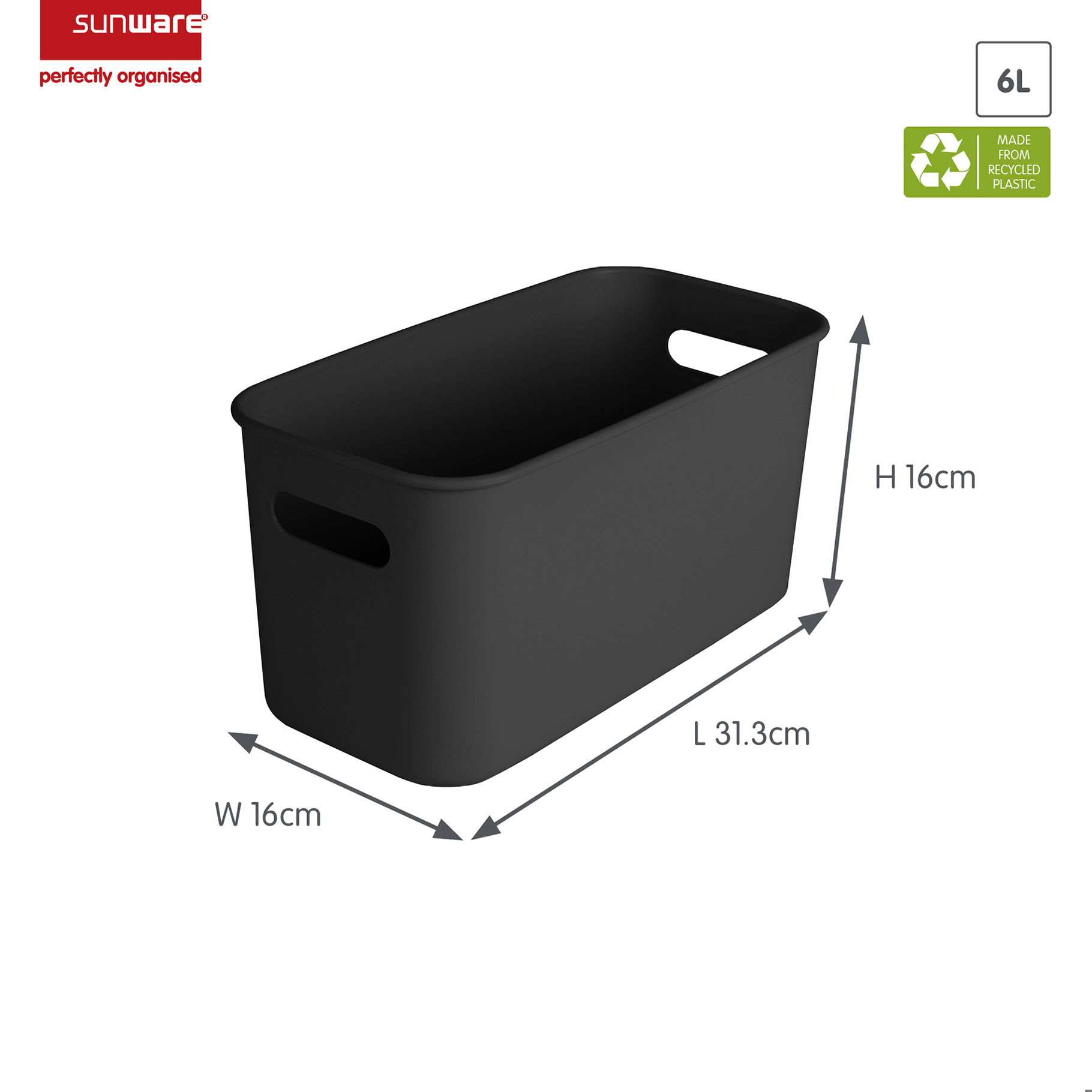 Sunware Sigma home 6 liter Black cube box - Set van 6
