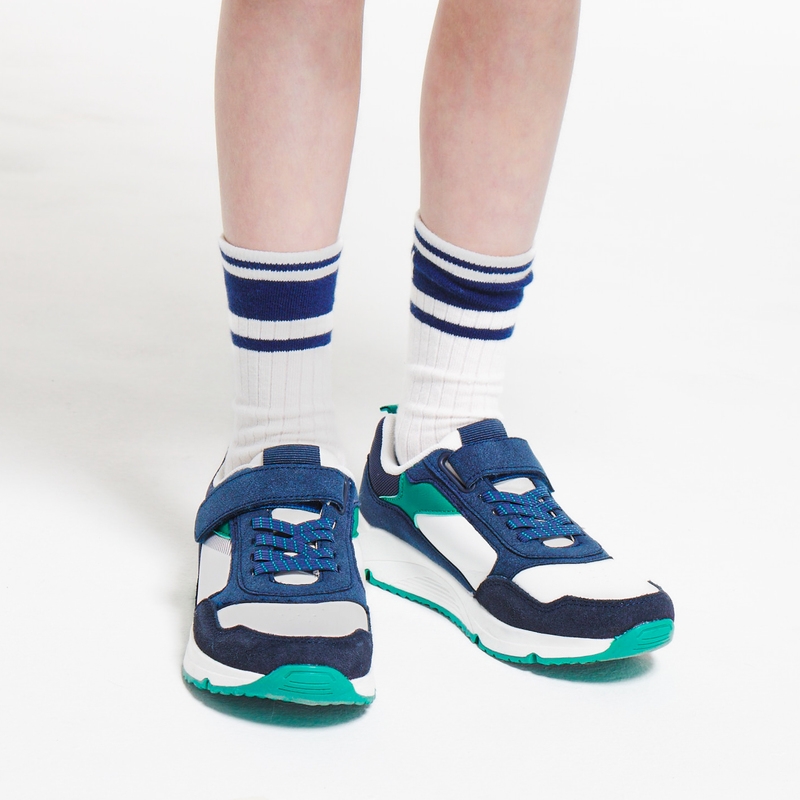 Running dadshoes lacets et scratch blanc garçon