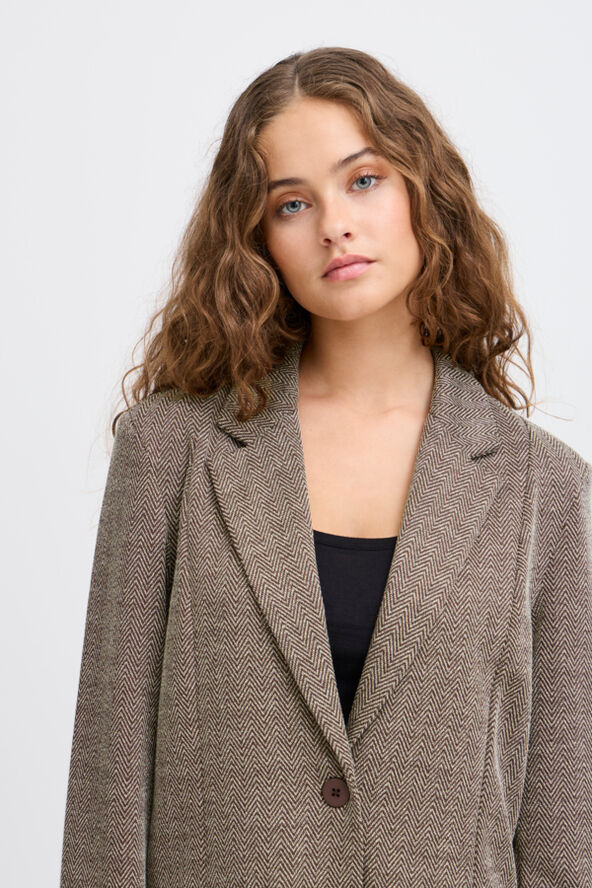 ICHI IHKATE JACQUARD OVERSIZE BL Java/almond milk herringbone