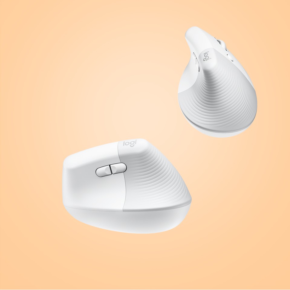 Logitech - Lift for Mac Vertical Ergonomic Mouse - OFF-WHITE