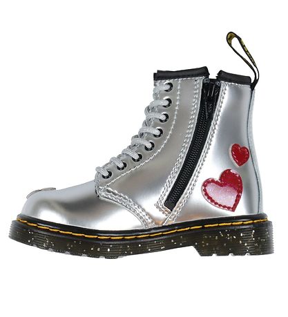 Dr. Martens Boots - 1460 T - Silver Metallic+ Hellrot/Lack