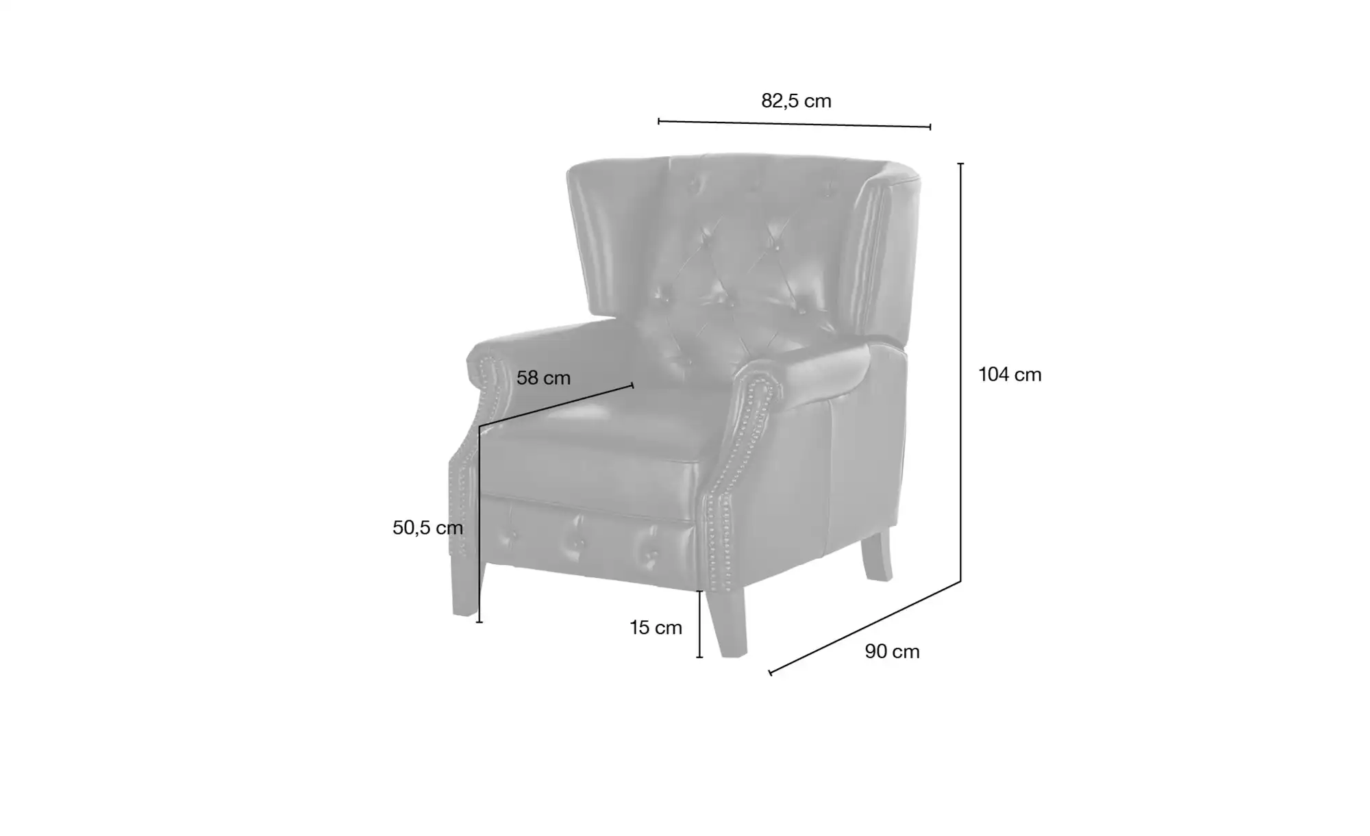 uno Relaxsessel aus Echtleder Chesterfield