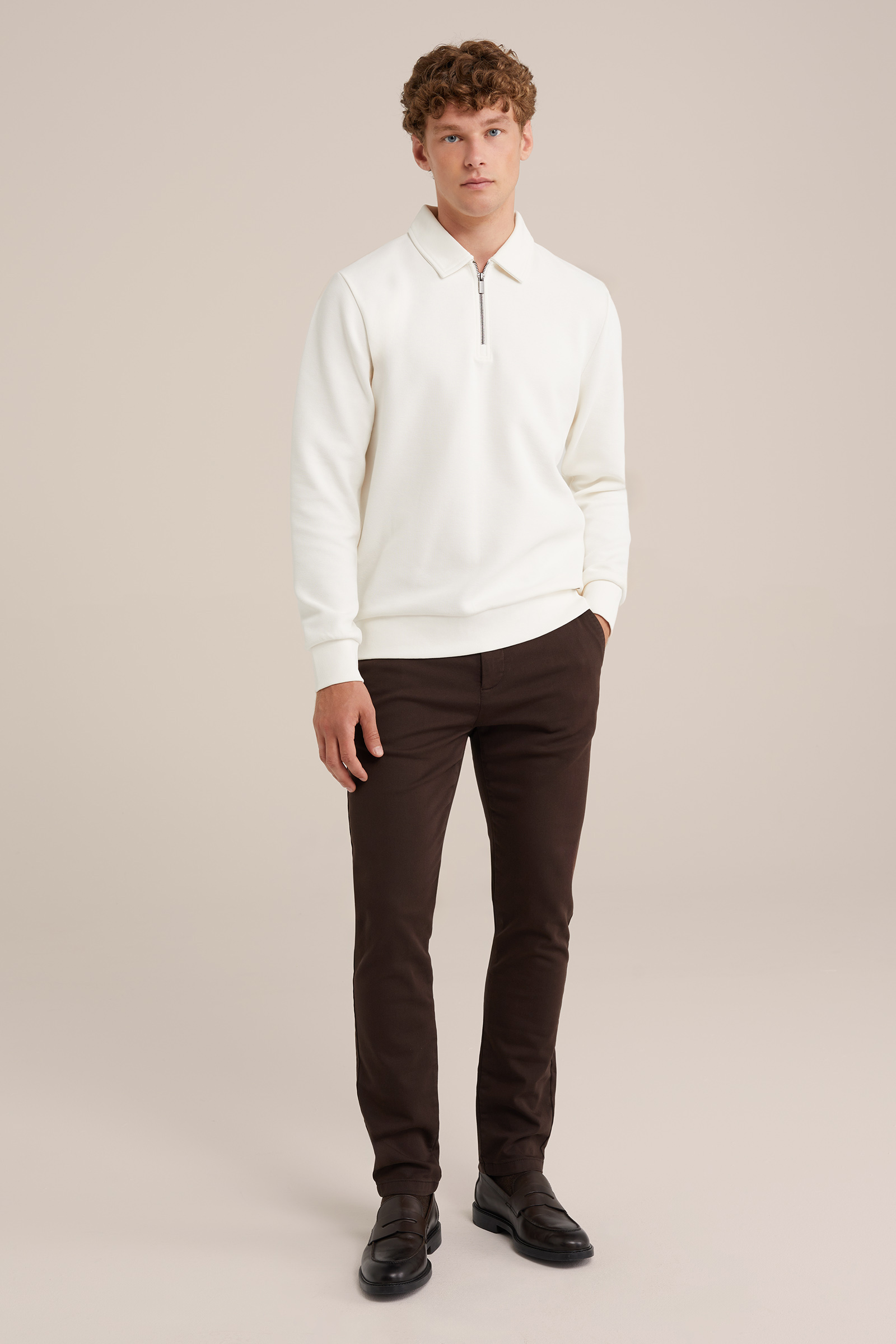 slim fit chino van jog kwaliteit Fundamentals Kaneelbruin