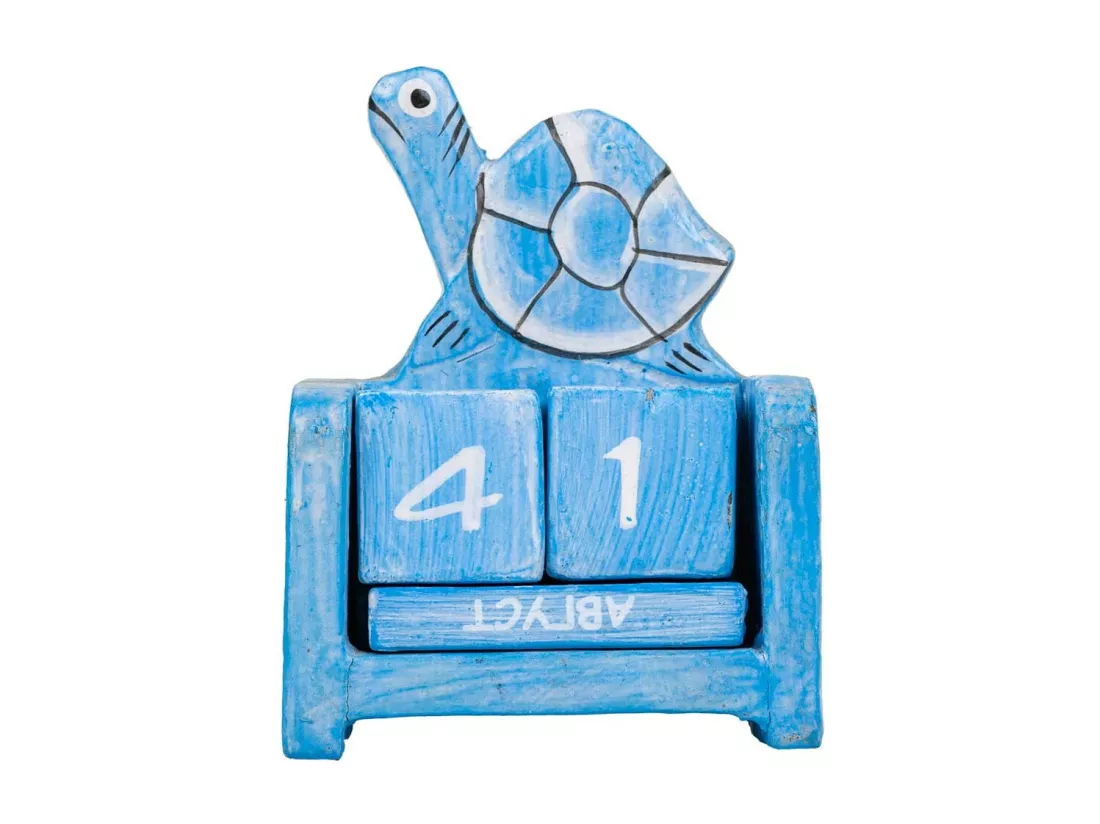 Calendrier en bois bleu 7x4x9h