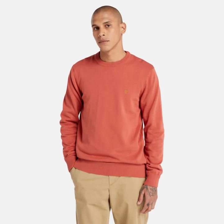 Suéter Williams River de gola redonda para homens na cor vermelha.