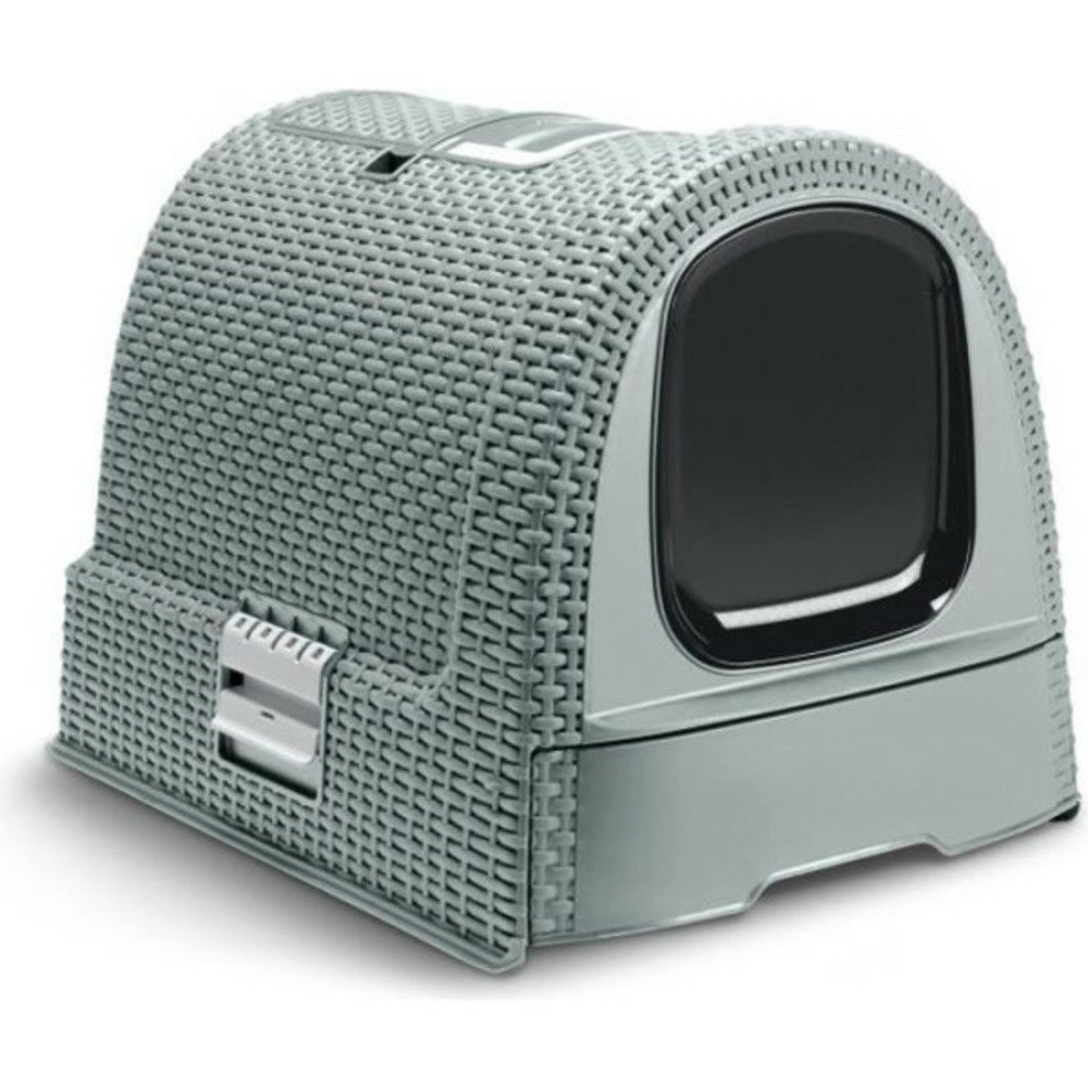 Bac a litiere pour chats - bleu gris - pour chat - 51 x 38,5 x 39,5 cm