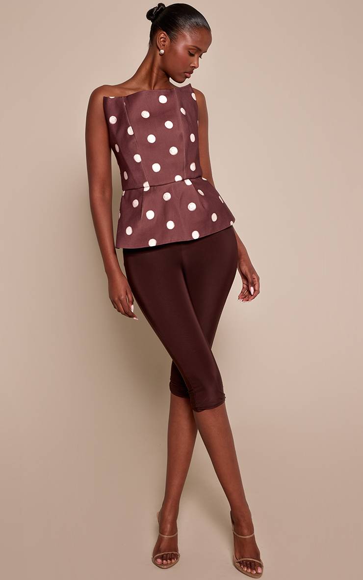 Chocolat Haut Bandeau Péplum Tissé Premium