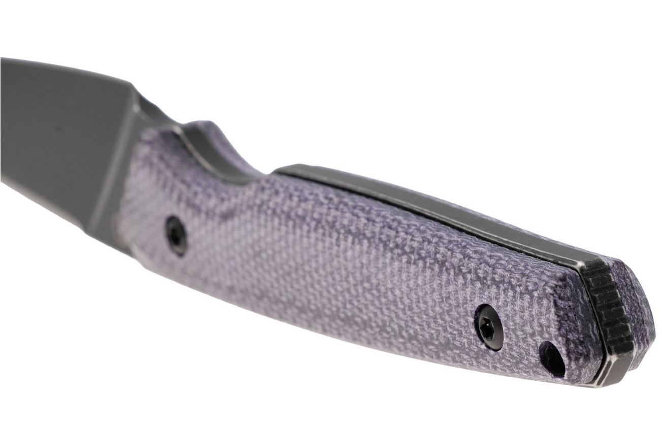 Tenable Knives Parr G011B1 Blackwashed 14C28N, Purple Micarta, vaststaand mes, Jonathan Styles design