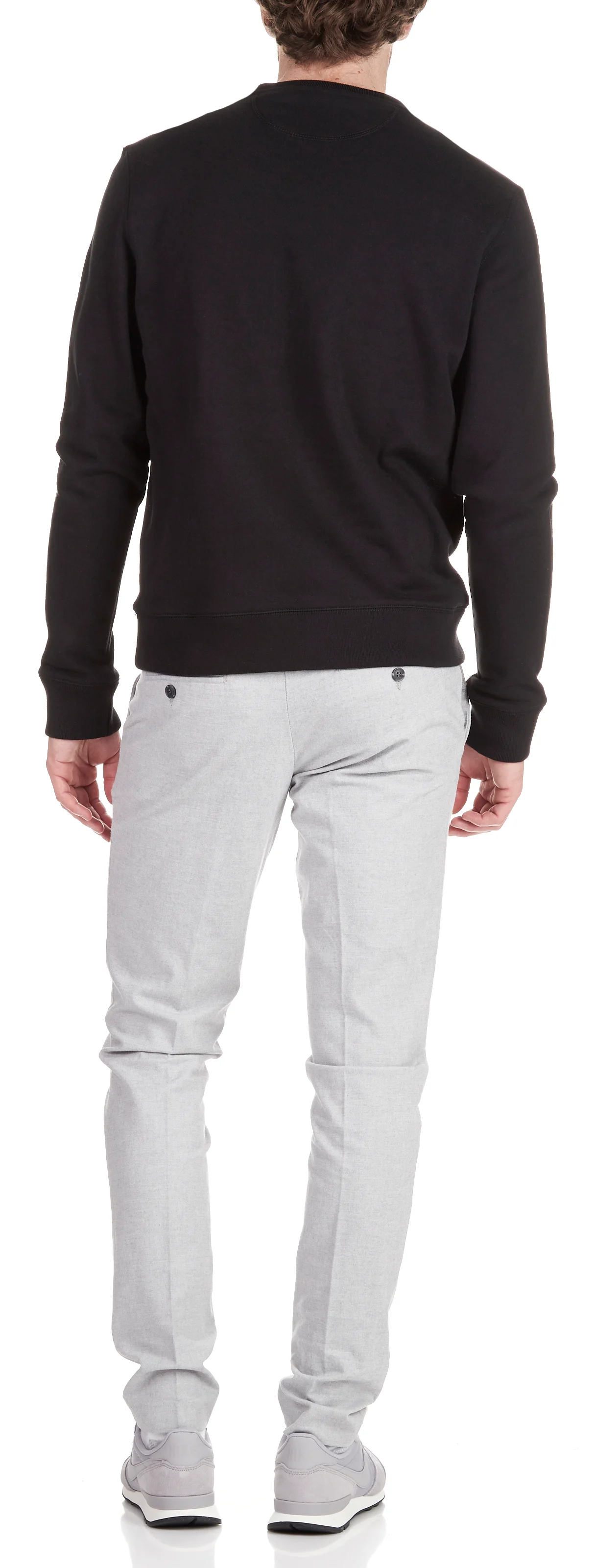 Sweat col rond slim-fit logo sérigraphié en coton | Noir