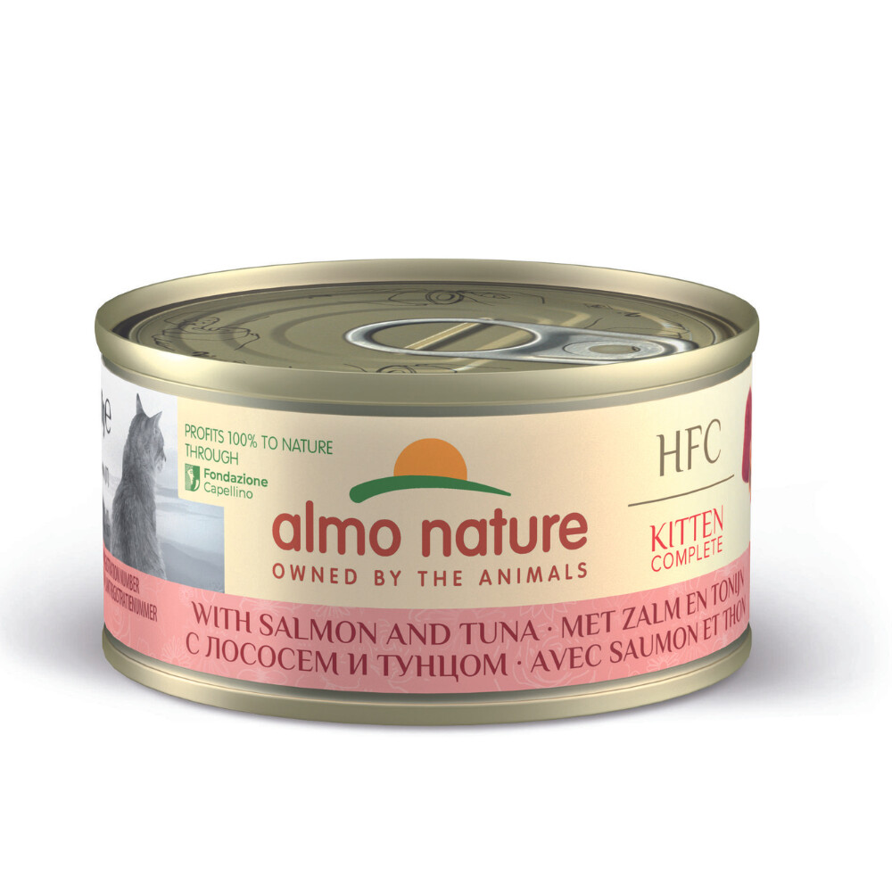 24x Almo Nature HFC Complete Kattenvoer Nat Kitten Zalm & Tonijn Zalm & Tonijn70 gr