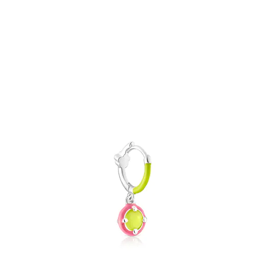 Brinco de argola TOUS Vibrant Colors em prata com calcedônia e esmalte.