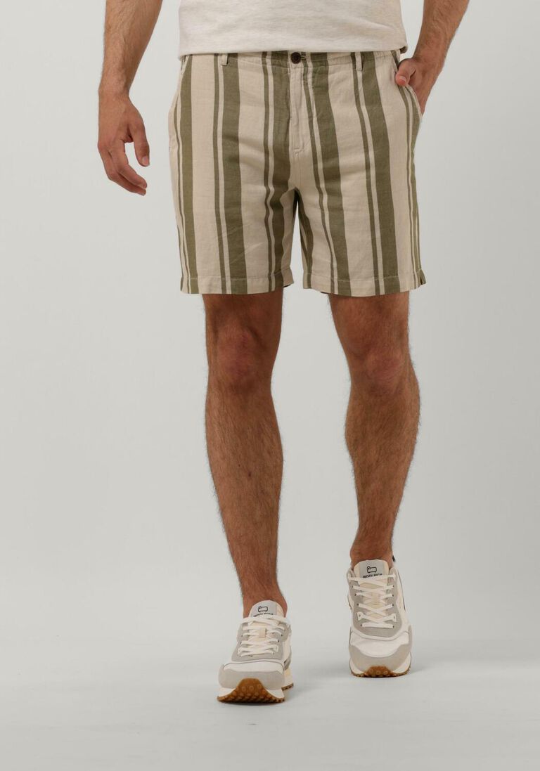 CAST IRON groene cast iron korte broek chino shorts linen stripe