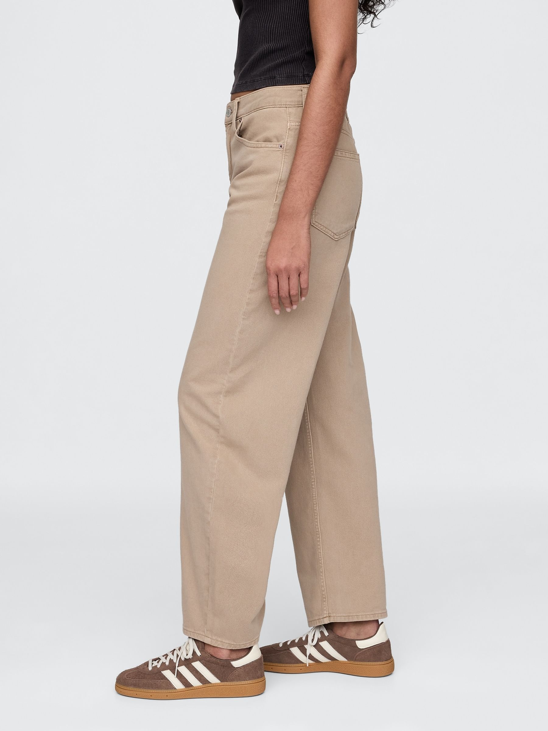 Beige - Gap jeans met hoge taille en toelopende pijpen