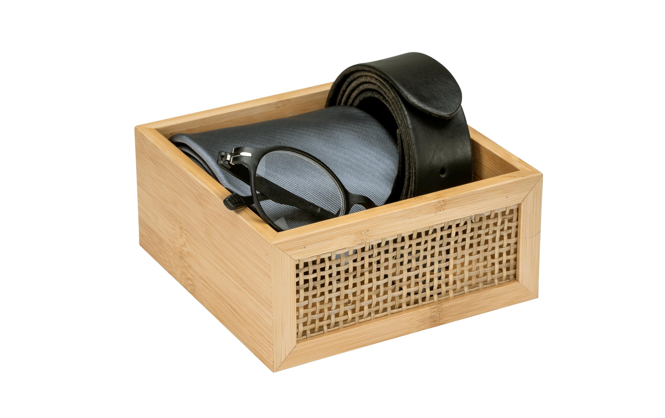 Aufbewahrungsbox Allegre M, HellbraunBadablage aus Bambus und Rattan