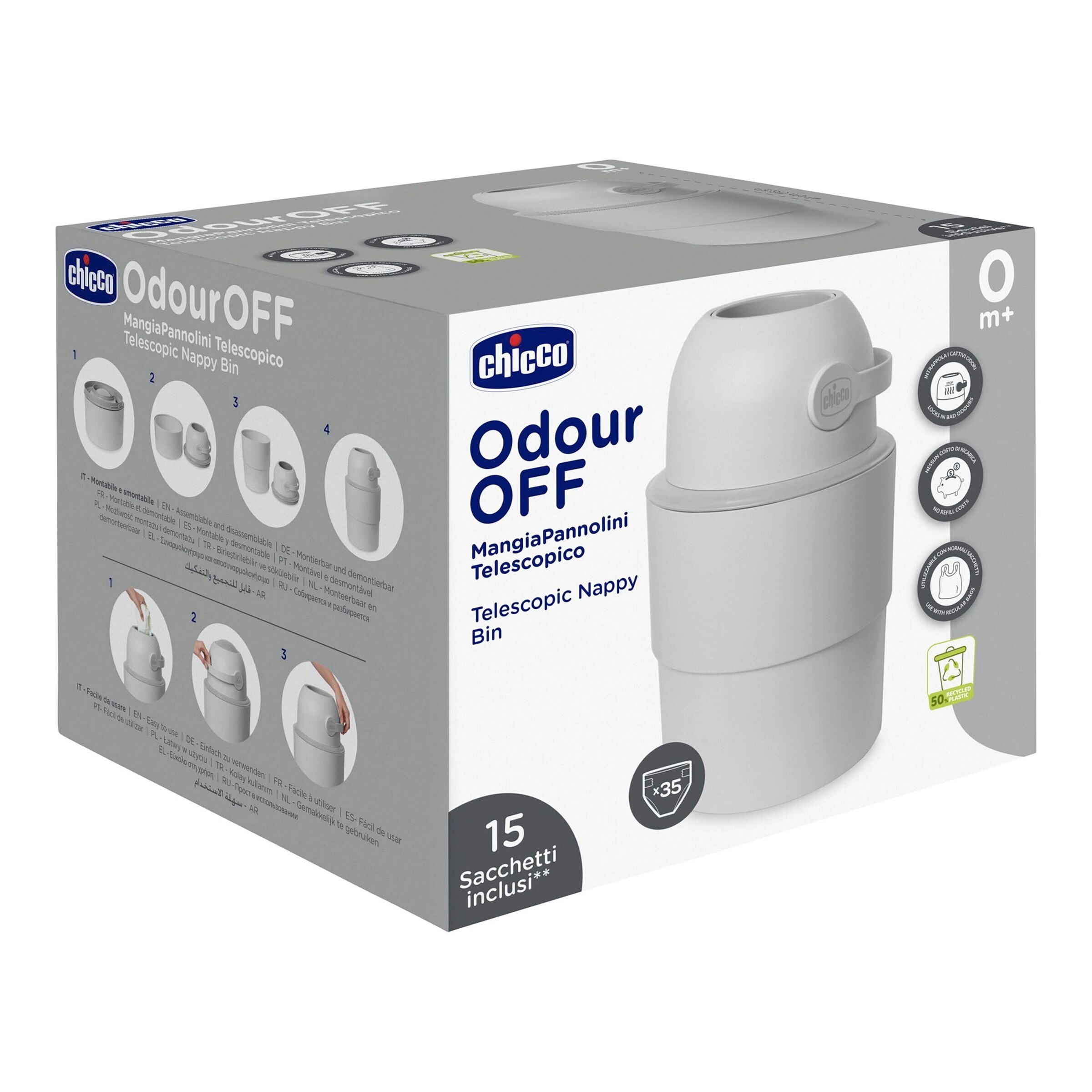 Chicco Teleskop-Windeleimer Odour Off grau
