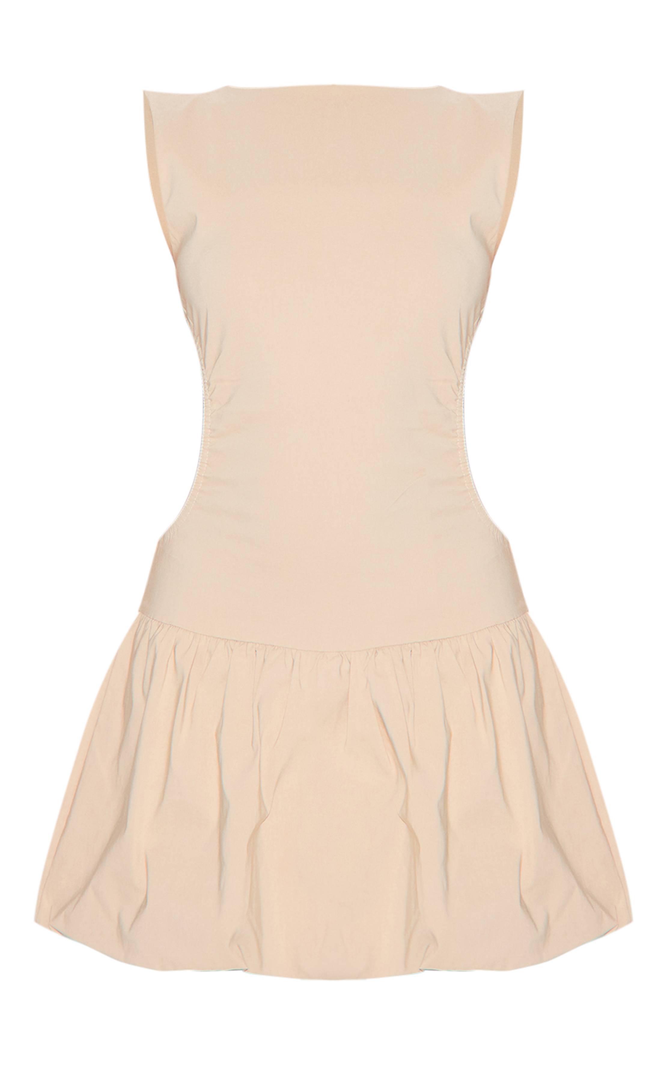 Gris Pierre Robe Droite Dos Nu À Découpes En Tissu Stretch Tissé
